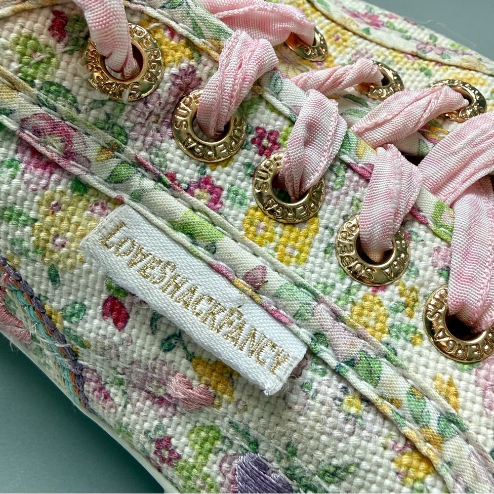 LoveShackFancy x Superga Floral Canvas Sneakers with Pink Accents - Picture 2 of 11
